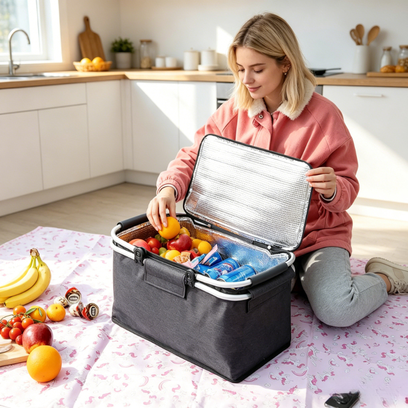 Camping Cooking Food - Foldable Large Capacity Insulated Picnic Bag,