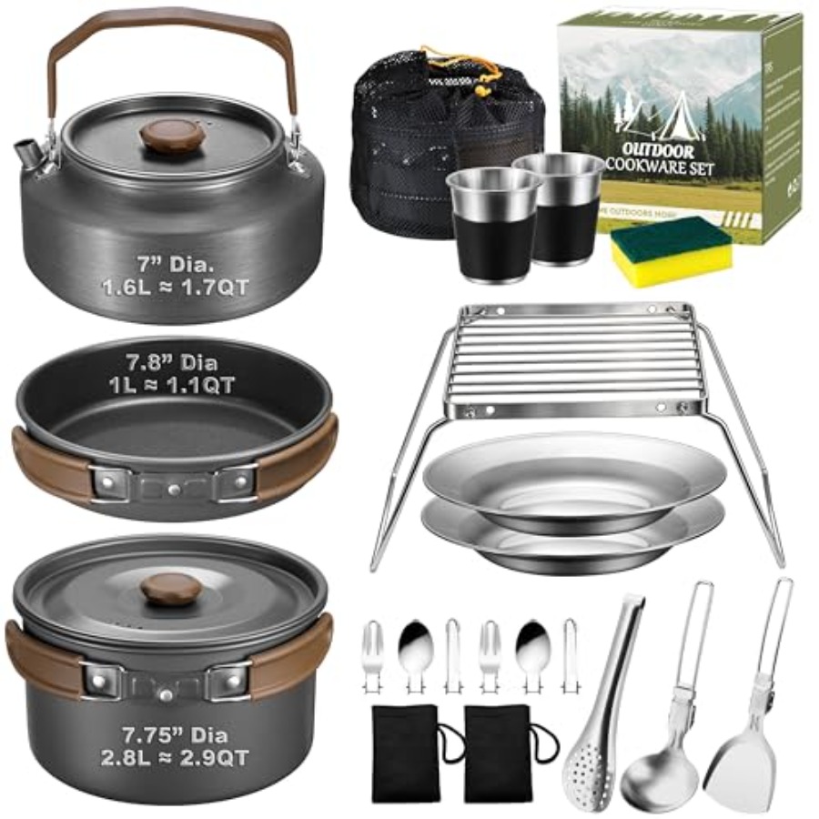 Camping Cooking Mess Kit - Camping cookware mess kit for outdoor