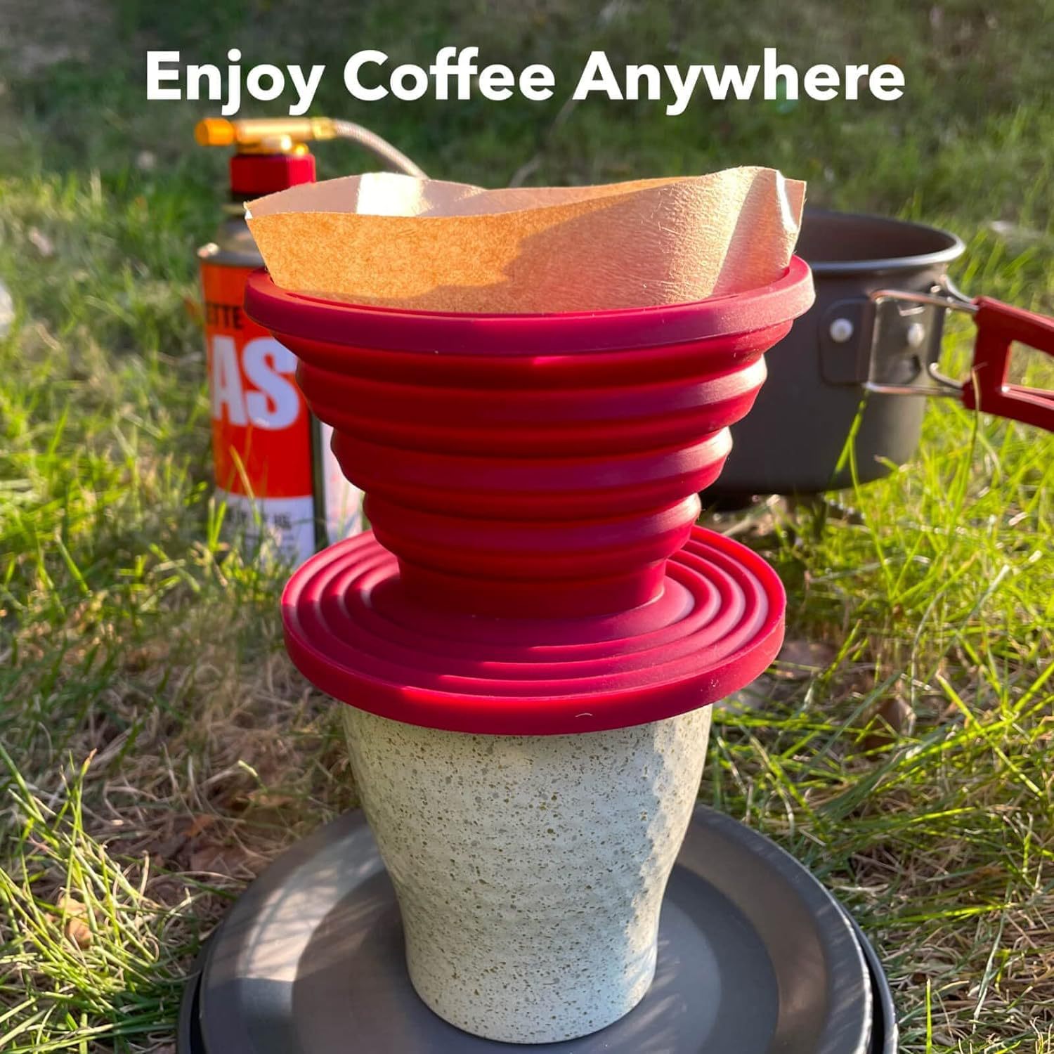 Camping Cooking Food - Food-Grade Silicone Foldable Drip-Style Coffee Filter