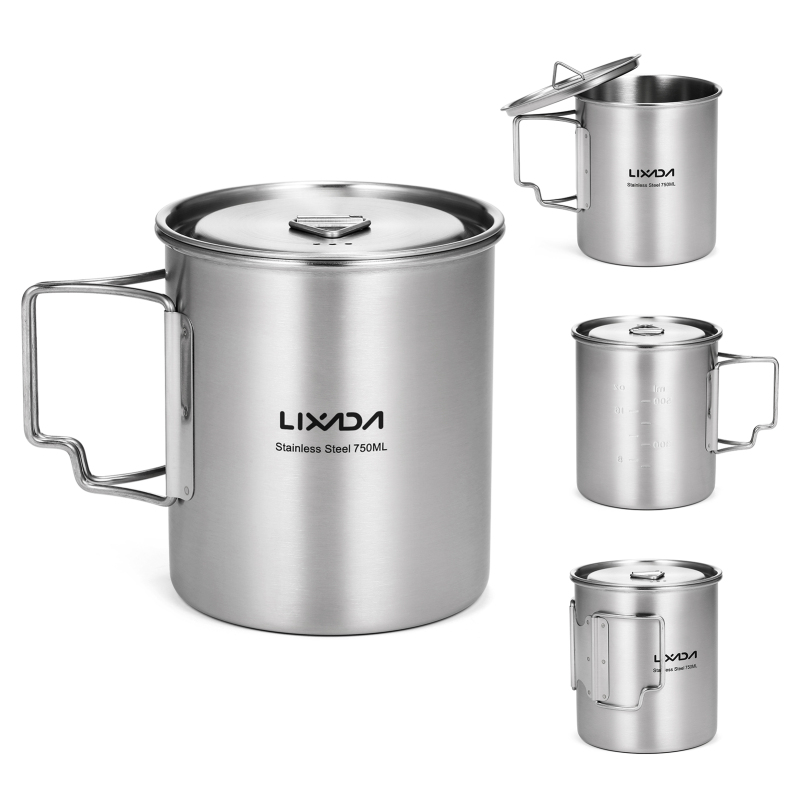 Camping Cooking Full Set - Lixada 750ml Cup Outdoor Stainless Steel