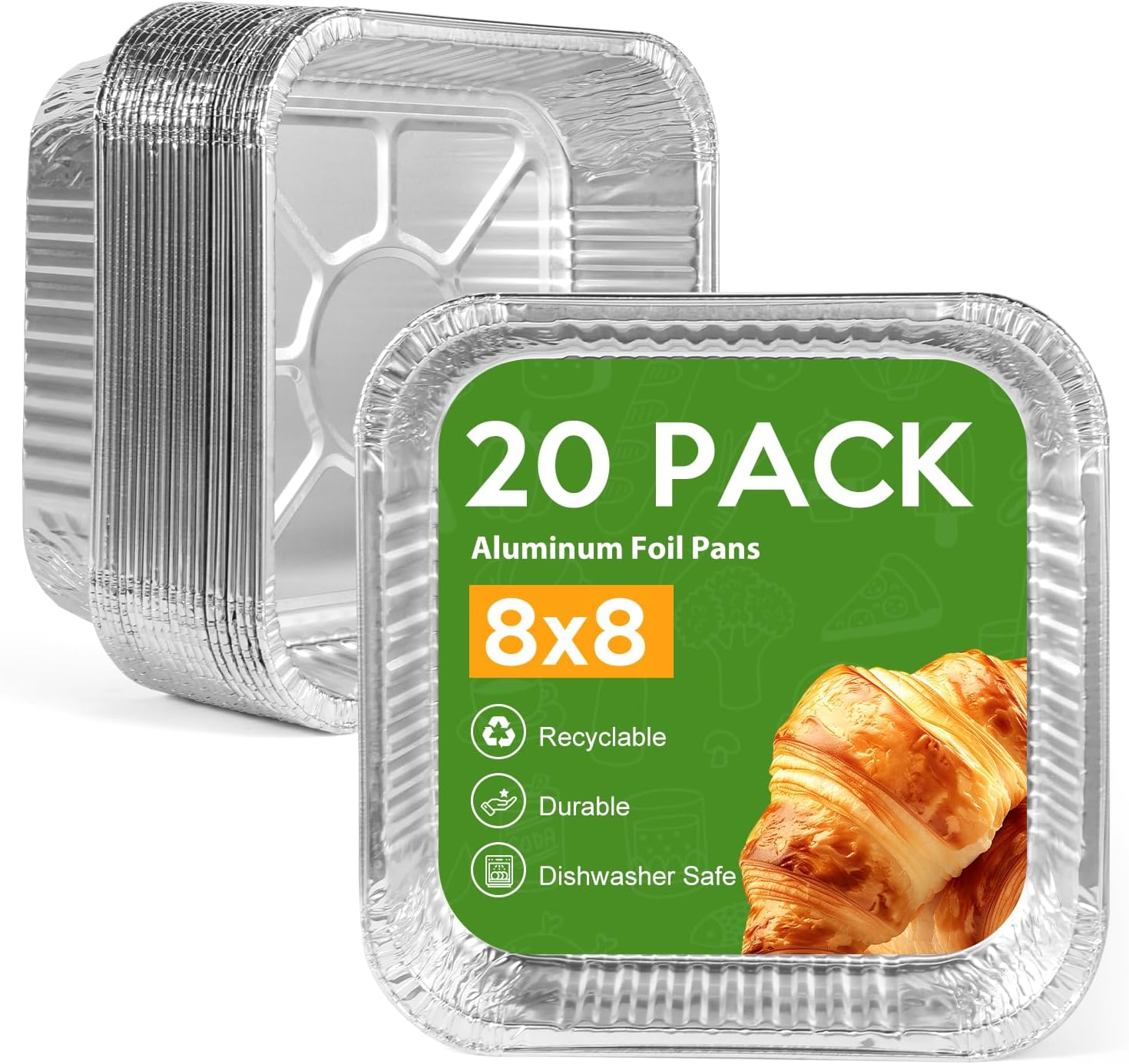 Aluminum Foil Heavy Duty - Disposable 8x8 Aluminum Foil Pans, 20
