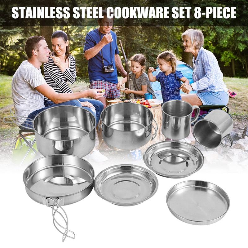 8pcs/set Stainless Steel Outdo – Camping Cooking Full Set recenzja i cena