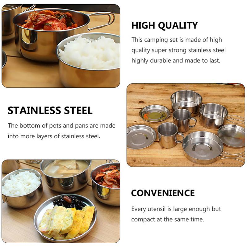 8pcs/set Stainless Steel Outdo – Camping Cooking Full Set recenzja i cena