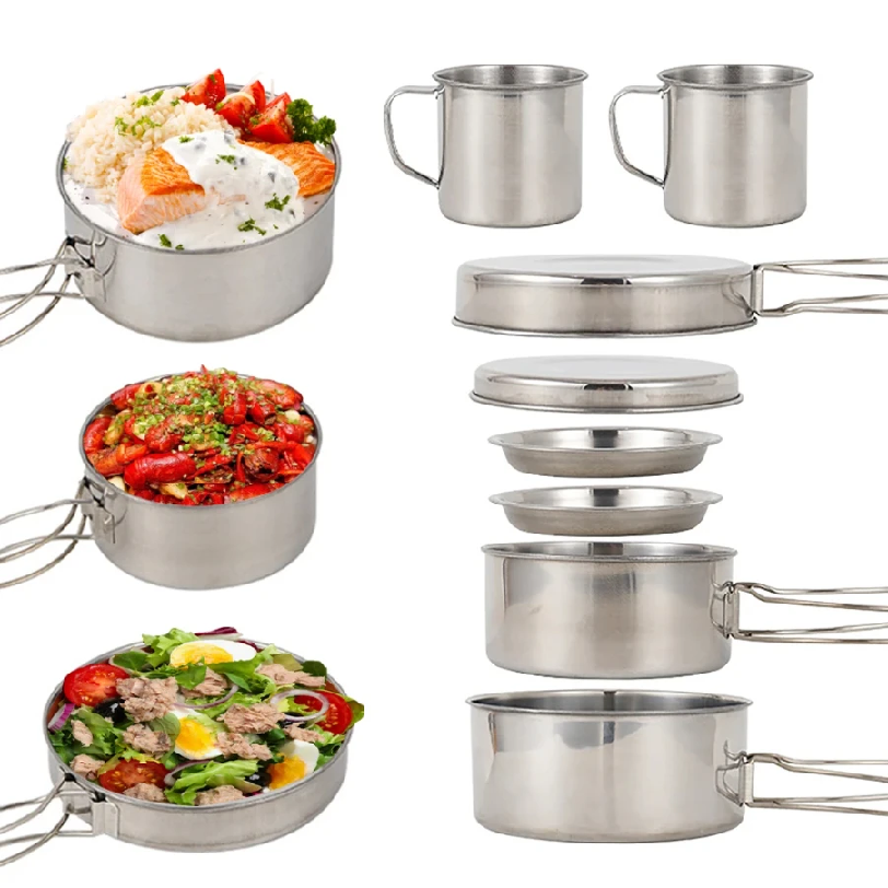 8pcs/Set Camping Cookware Mess – Camping Cooking Mess Kit recenzja i cena