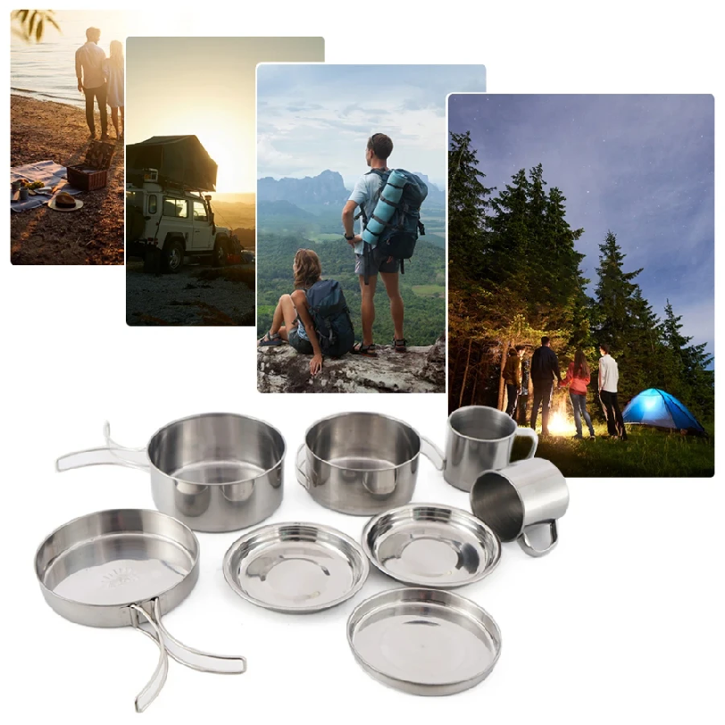 8pcs/Set Camping Cookware Mess – Camping Cooking Mess Kit recenzja i cena