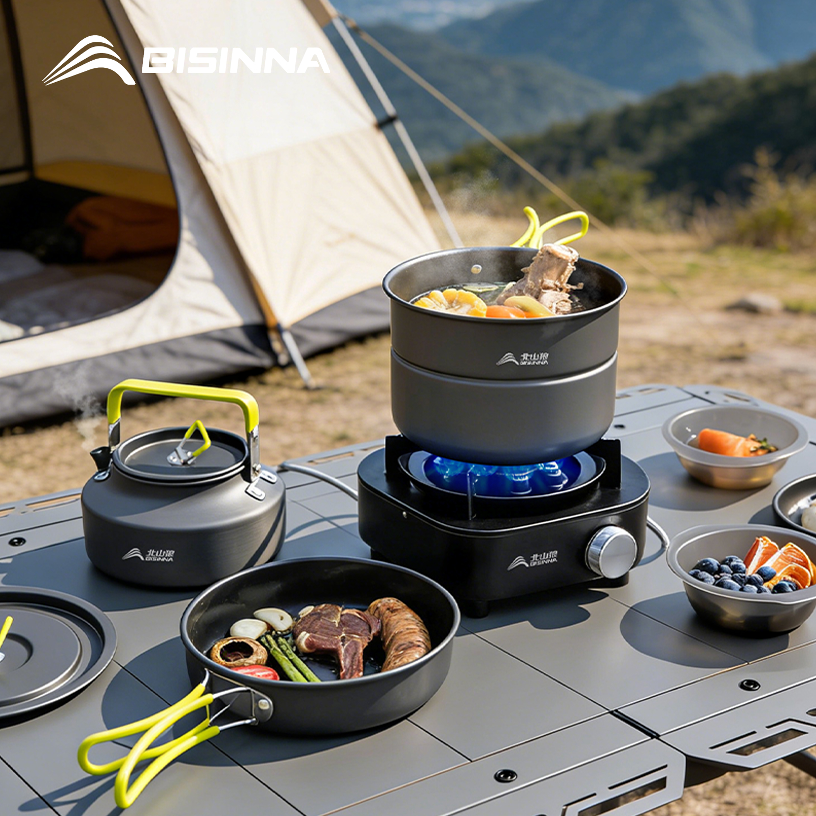 BISINNA Camping Cookware Set A – Nesting Camping Cooking Set recenzja i cena