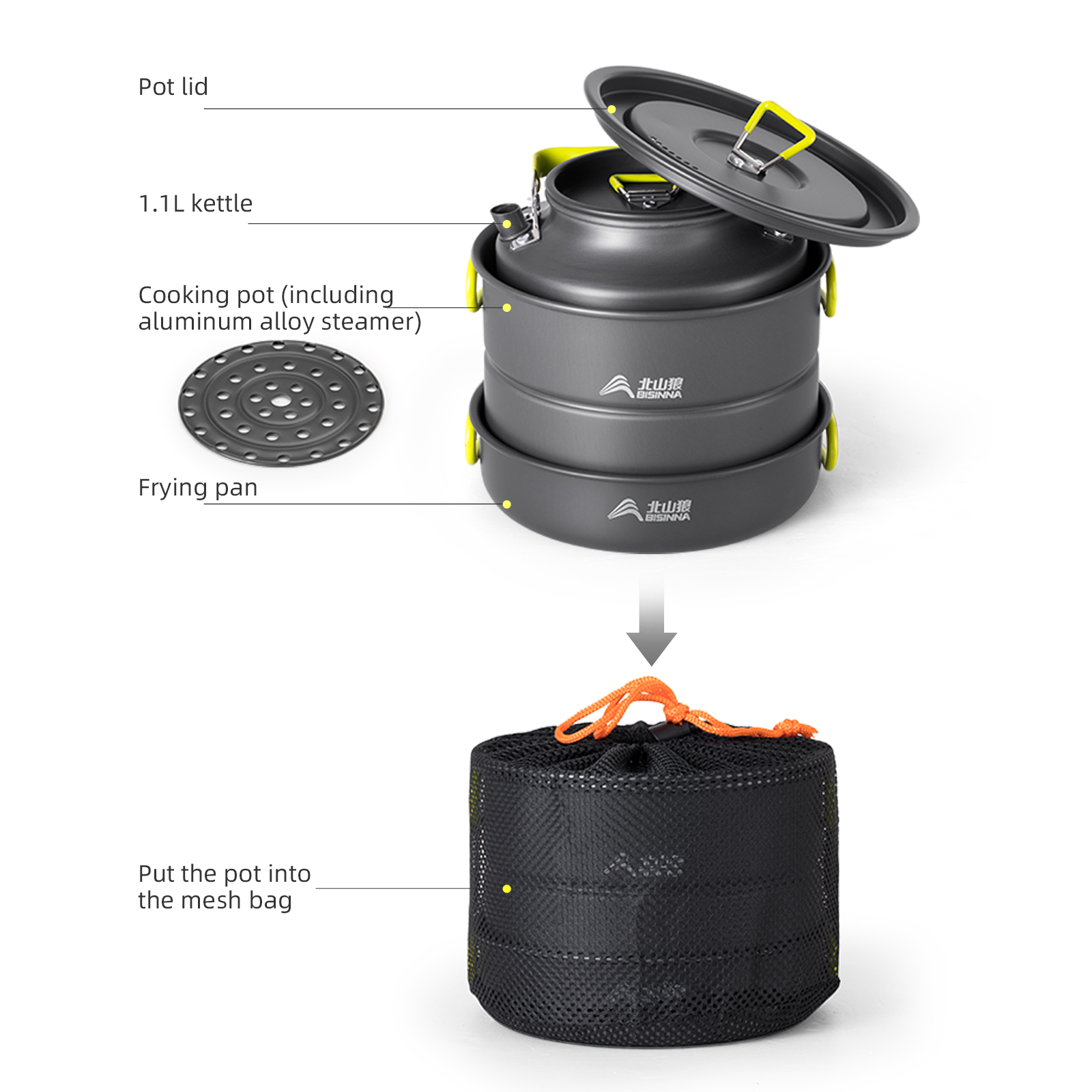BISINNA Camping Cookware Set A – Nesting Camping Cooking Set recenzja i cena