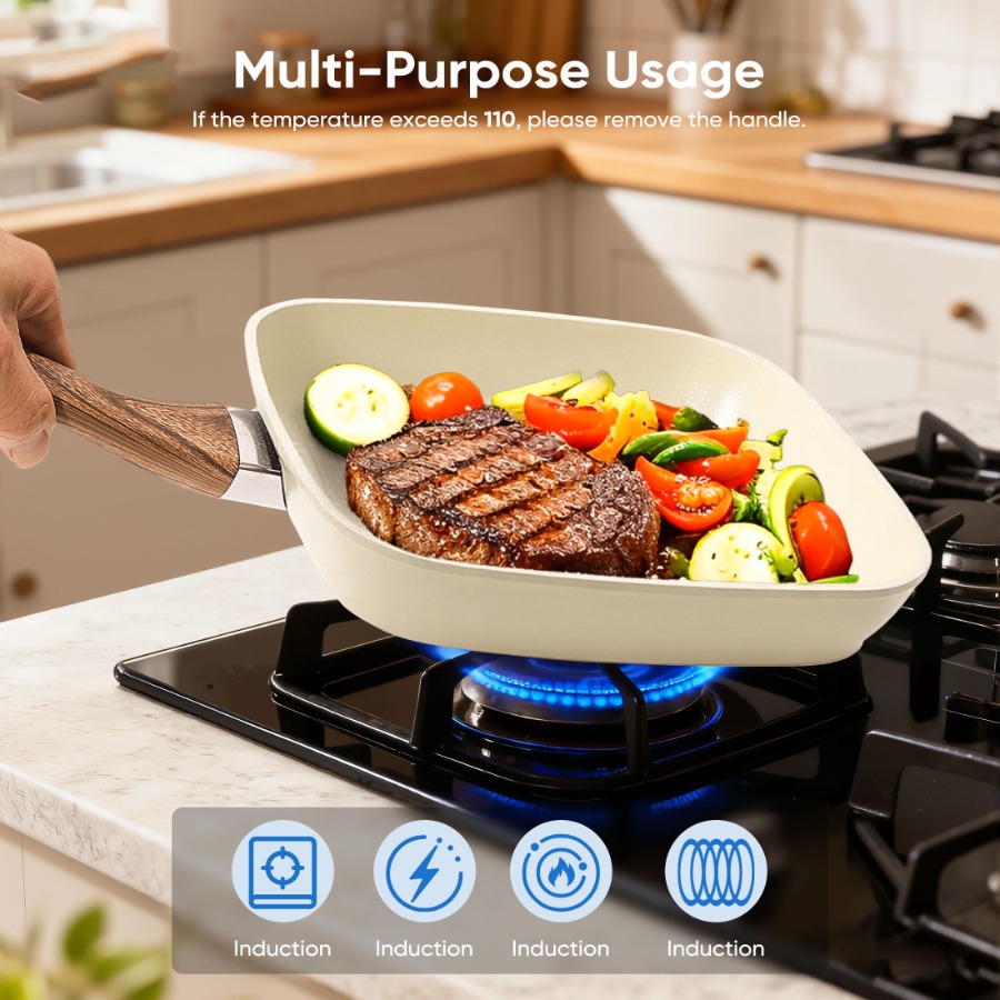 Non-Stick Cookware Set Square  – Camping Cooking Gifts recenzja i cena