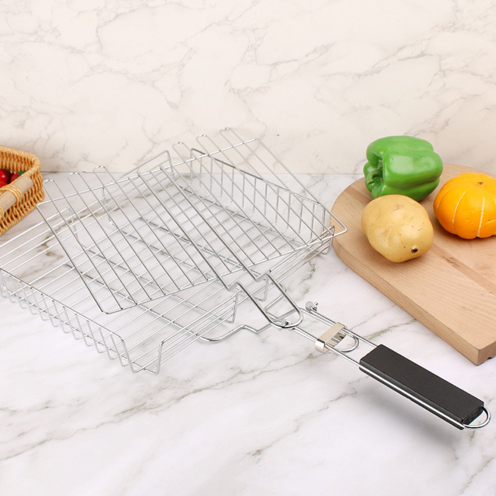 Wood Handle Grill Basket Porta – Camping Cooking Food recenzja i cena