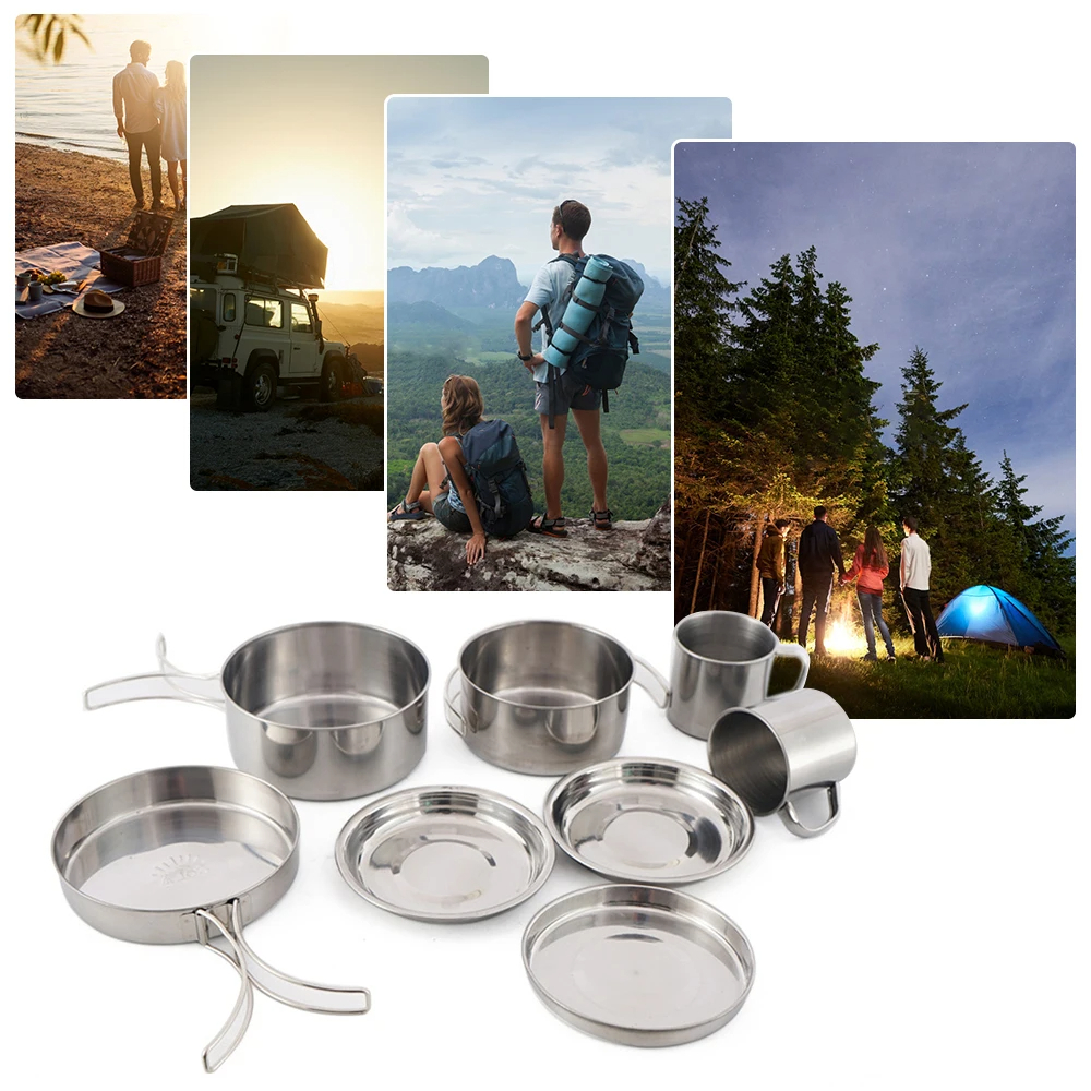 8pcs/Set Camping Cookware Mess – Camping Cooking Mess Kit recenzja i cena