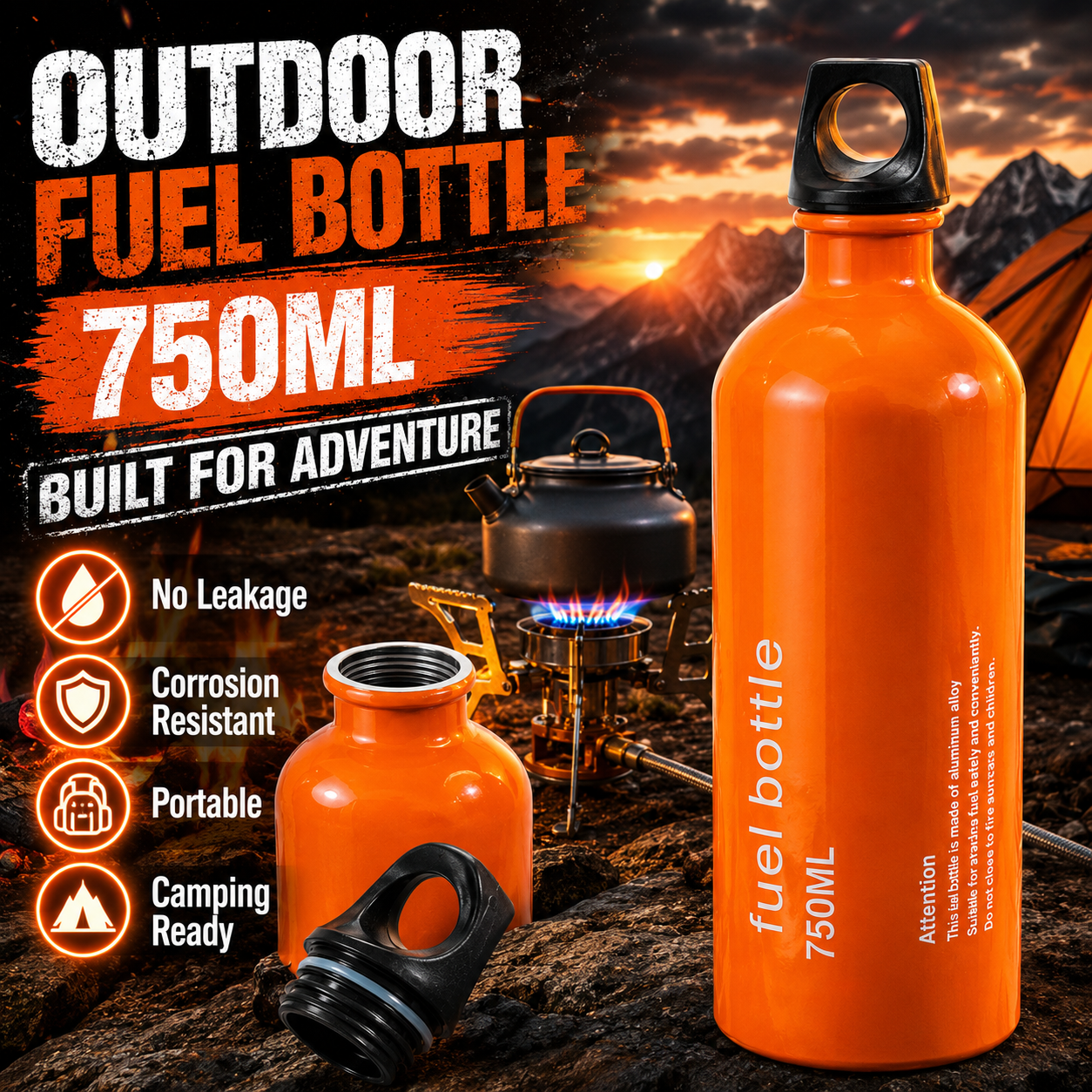 750ml Aluminum Fuel Bottle Cam – Camping Cooking Heater recenzja i cena