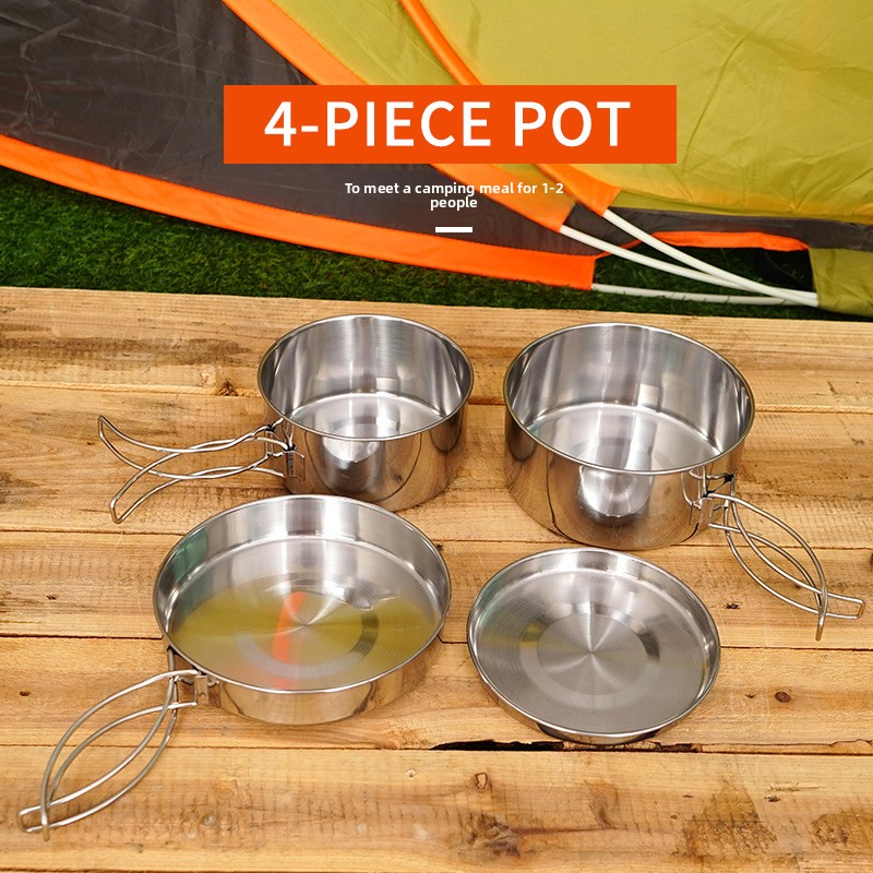 CLS 4pcs/set Stainless Steel C – Nesting Camping Cooking Set recenzja i cena