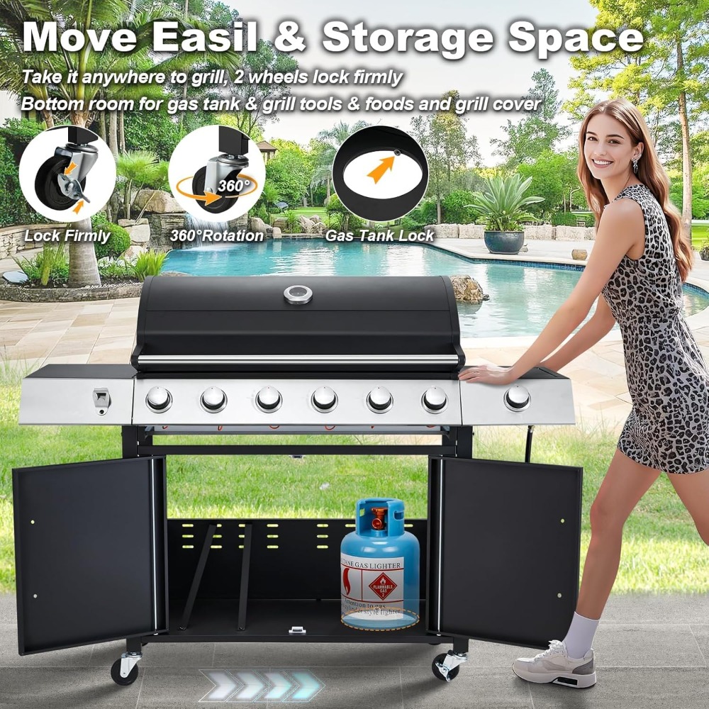 Upgraded 60000 BTU 6 Burner Pr – Camping Cooking Grate recenzja i cena