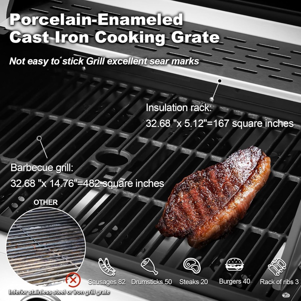 Upgraded 60000 BTU 6 Burner Pr – Camping Cooking Grate recenzja i cena