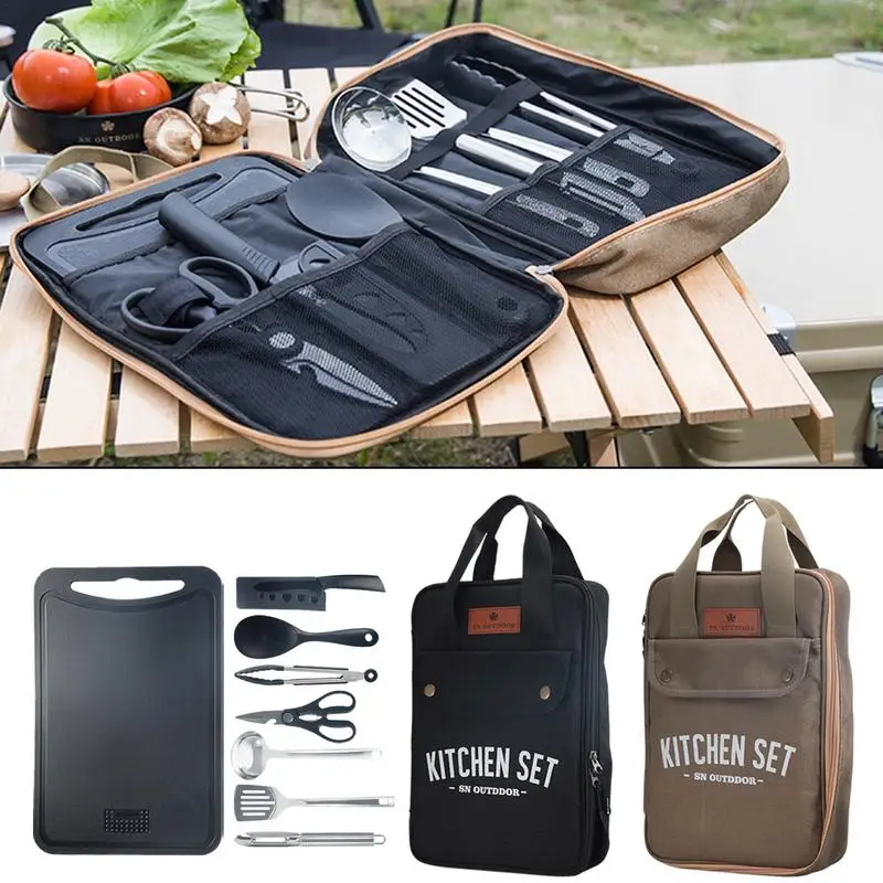 8pcs Camping Kitchen Cookware  – Camping Cooking Full Set recenzja i cena