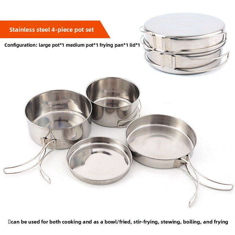 CLS 4-Piece Stainless Steel Ca – Nesting Camping Cooking Set recenzja i cena