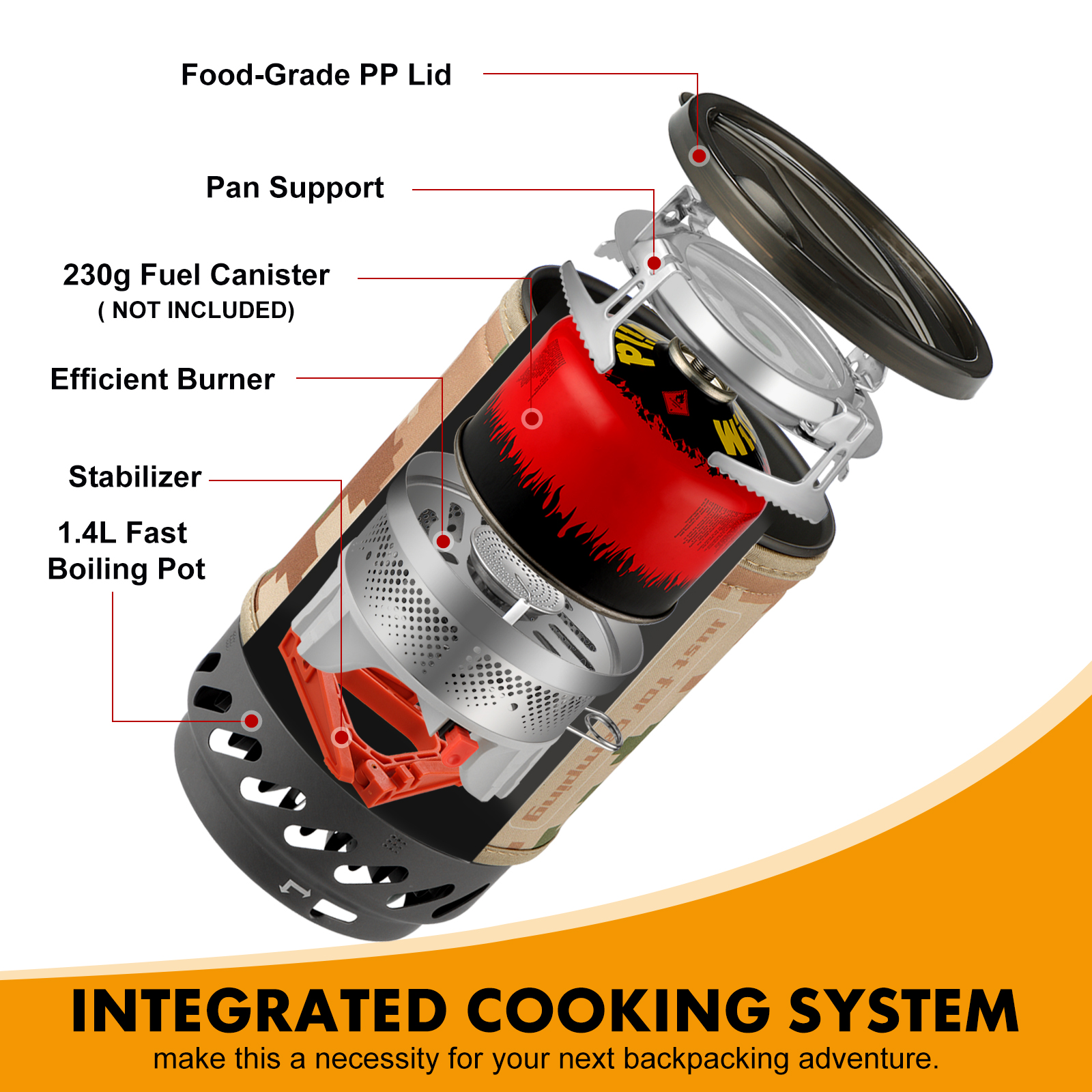 1.4L Portable Cooking System W – Camping Cooking No Gas recenzja i cena