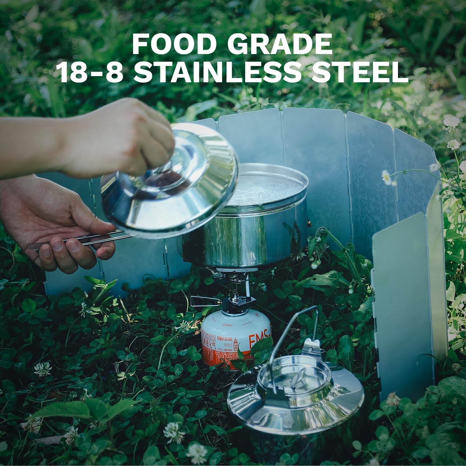 18-8 Stainless Steel Camping K – Nesting Camping Cooking Set recenzja i cena