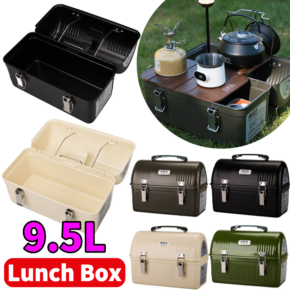 9.5L Vintage Metal Lunch Box w – Camping Cooking Food recenzja i cena